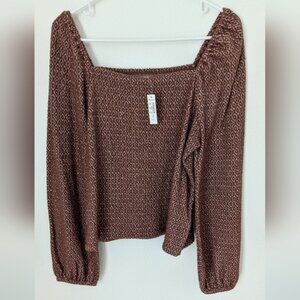 NWT Madewell Brown Textured Knit Top, Sz M